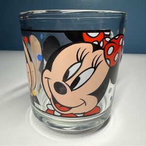 Disney Mickey and Minnie Mouse Clear Glass Cup Mug Vintage Anchor Hocking
